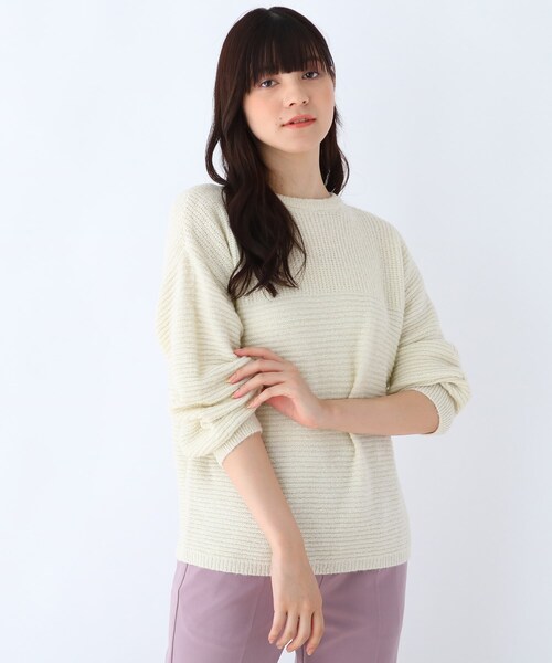 DRESKIP（ドレスキップ）の「◆ブ－クレラメ切替ニット（ニット/セーター・レディース・ライトグレー/パープル/オフホワイト/サンドベージュ/ベビーピンク/グリーン系・02/03）」の2枚目の写真