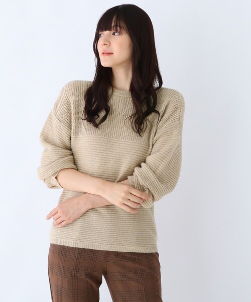 DRESKIP（ドレスキップ）の「◆ブ－クレラメ切替ニット（ニット/セーター・レディース・ライトグレー/パープル/オフホワイト/サンドベージュ/ベビーピンク/グリーン系・02/03）」の3枚目の写真