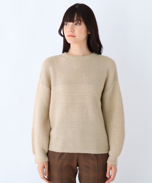 DRESKIP（ドレスキップ）の「◆ブ－クレラメ切替ニット（ニット/セーター・レディース・ライトグレー/パープル/オフホワイト/サンドベージュ/ベビーピンク/グリーン系・02/03）」の7枚目の写真