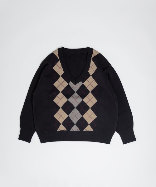 MUHET(ミュエータ)の「アーガイルVネックニット(ニット/セーター・レディース・ブラック/ベージュ/ライトグリーン・SMALL/MEDIUM/LARGE)」の19枚目の写真