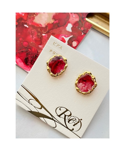 tone(トーン)の「【零-Rei-】瞬きシリーズ とろけるジュエルピアス(MA)(ピアス(両耳用)・レディース・グレー/パープル/レッド・FREE)」の3枚目の写真