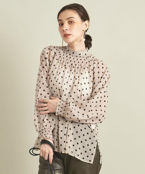 BEAUTY&YOUTH UNITED ARROWS(ビューティーアンドユースユナイテッドアローズ)の「BY ドットボリュームハイネックブラウス 2 -ウォッシャブル- ∴(シャツ/ブラウス・レディース・ダークブラウン/ブラック/ナチュラル・FREE)」の9枚目の写真