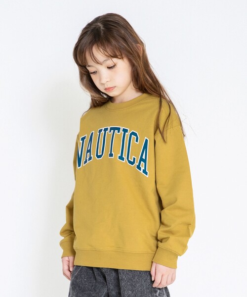 NAUTICA（ノーティカ）の「【NAUTICA/ノーティカ】カレッジロゴミニ裏毛トレーナー（スウェット・キッズ・チャコールグレー/オフホワイト/グリーン/マスタード・120/130/140/150）」の4枚目の写真