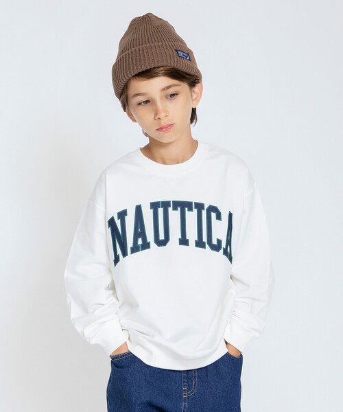 NAUTICA（ノーティカ）の「【NAUTICA/ノーティカ】カレッジロゴミニ裏毛トレーナー（スウェット・キッズ・チャコールグレー/オフホワイト/グリーン/マスタード・120/130/140/150）」の21枚目の写真