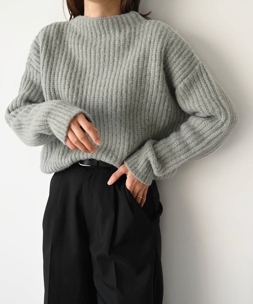 CANAL JEAN(キャナルジーン)の「RED CHOP WORKS(レッドチョップワークス) 畦ボトルネックニット(ニット/セーター・レディース・ベージュ/ライトグレー・38)」の2枚目の写真