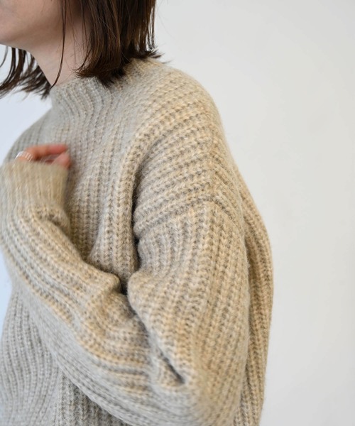 CANAL JEAN(キャナルジーン)の「RED CHOP WORKS(レッドチョップワークス) 畦ボトルネックニット(ニット/セーター・レディース・ベージュ/ライトグレー・38)」の9枚目の写真