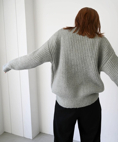 CANAL JEAN(キャナルジーン)の「RED CHOP WORKS(レッドチョップワークス) 畦ボトルネックニット(ニット/セーター・レディース・ベージュ/ライトグレー・38)」の5枚目の写真