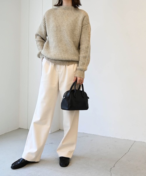 CANAL JEAN(キャナルジーン)の「RED CHOP WORKS(レッドチョップワークス) 畦ボトルネックニット(ニット/セーター・レディース・ベージュ/ライトグレー・38)」の7枚目の写真