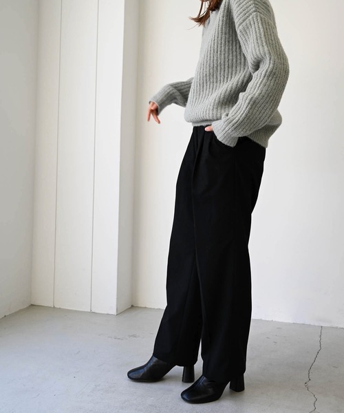 CANAL JEAN(キャナルジーン)の「RED CHOP WORKS(レッドチョップワークス) 畦ボトルネックニット(ニット/セーター・レディース・ベージュ/ライトグレー・38)」の4枚目の写真