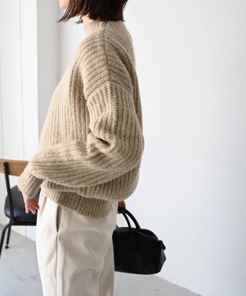 CANAL JEAN(キャナルジーン)の「RED CHOP WORKS(レッドチョップワークス) 畦ボトルネックニット(ニット/セーター・レディース・ベージュ/ライトグレー・38)」の17枚目の写真