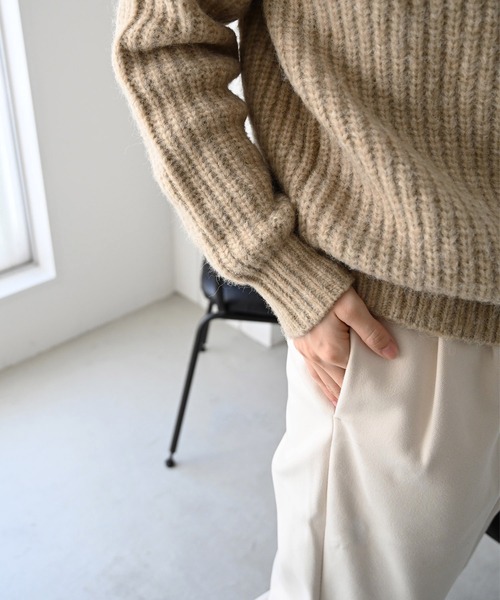 CANAL JEAN(キャナルジーン)の「RED CHOP WORKS(レッドチョップワークス) 畦ボトルネックニット(ニット/セーター・レディース・ベージュ/ライトグレー・38)」の18枚目の写真