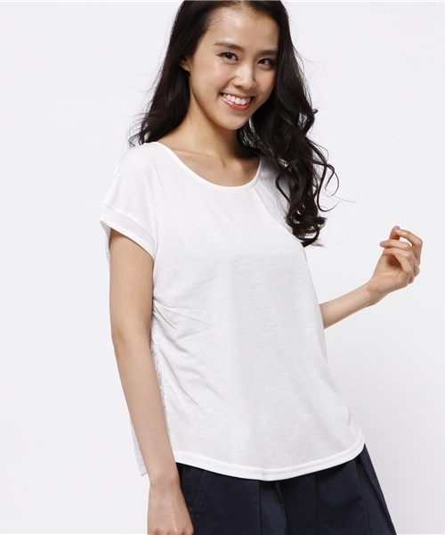 OUTLET(アウトレット)の「【Discoat】後ロレースプルオーバー(Tシャツ/カットソー・レディース・オフホワイト・FREE)」の1枚目の写真