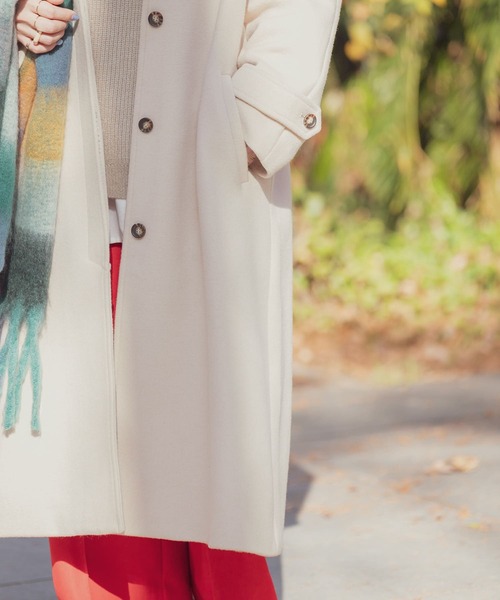 ITEMS URBANRESEARCH（アイテムズ アーバンリサーチ）の「ウールミックスステンカラーコート（ステンカラーコート・レディース・チェック/ライトブラウン/ベージュ・FREE）」の5枚目の写真