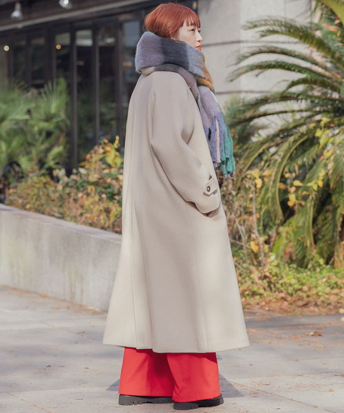 ITEMS URBANRESEARCH（アイテムズ アーバンリサーチ）の「ウールミックスステンカラーコート（ステンカラーコート・レディース・チェック/ライトブラウン/ベージュ・FREE）」の10枚目の写真