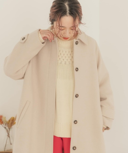 ITEMS URBANRESEARCH（アイテムズ アーバンリサーチ）の「ウールミックスステンカラーコート（ステンカラーコート・レディース・チェック/ライトブラウン/ベージュ・FREE）」の12枚目の写真