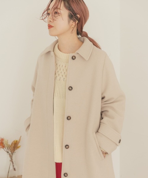 ITEMS URBANRESEARCH（アイテムズ アーバンリサーチ）の「ウールミックスステンカラーコート（ステンカラーコート・レディース・チェック/ライトブラウン/ベージュ・FREE）」の13枚目の写真