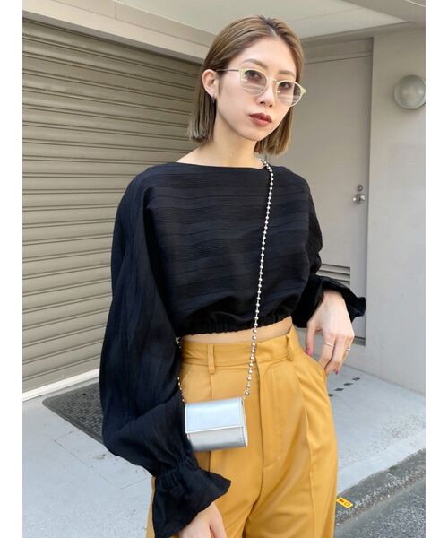 EMODA（エモダ）の「ドルマンスリーブショートトップ（シャツ/ブラウス・レディース・ブラック/パープル/グリーン/アイボリー・FREE）」の13枚目の写真