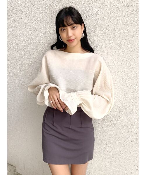 EMODA（エモダ）の「ドルマンスリーブショートトップ（シャツ/ブラウス・レディース・ブラック/パープル/グリーン/アイボリー・FREE）」の19枚目の写真