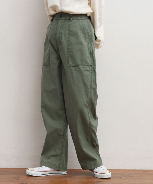 My Fav. CHILD WOMAN(マイファブチャイルドウーマン)の「綿ツイル 製品硫化染めファティーグパンツ(カーゴパンツ・レディース・カーキ・38/36)」の1枚目の写真