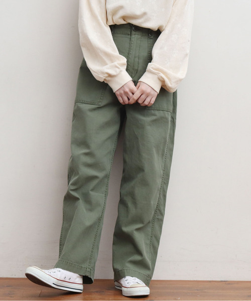 My Fav. CHILD WOMAN(マイファブチャイルドウーマン)の「綿ツイル 製品硫化染めファティーグパンツ(カーゴパンツ・レディース・カーキ・38/36)」の17枚目の写真