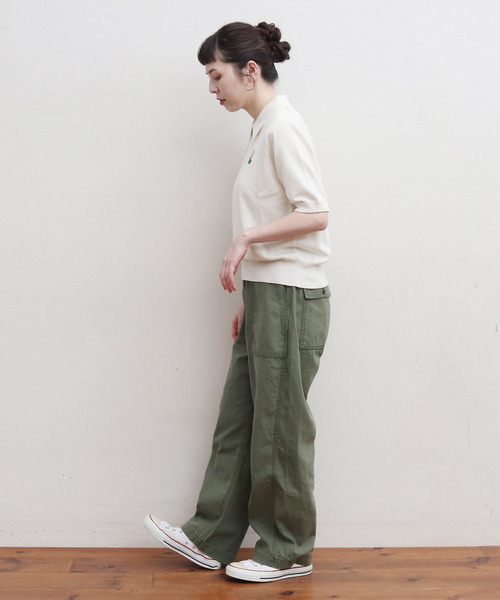 My Fav. CHILD WOMAN(マイファブチャイルドウーマン)の「綿ツイル 製品硫化染めファティーグパンツ(カーゴパンツ・レディース・カーキ・38/36)」の13枚目の写真