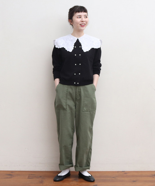 My Fav. CHILD WOMAN(マイファブチャイルドウーマン)の「綿ツイル 製品硫化染めファティーグパンツ(カーゴパンツ・レディース・カーキ・38/36)」の18枚目の写真