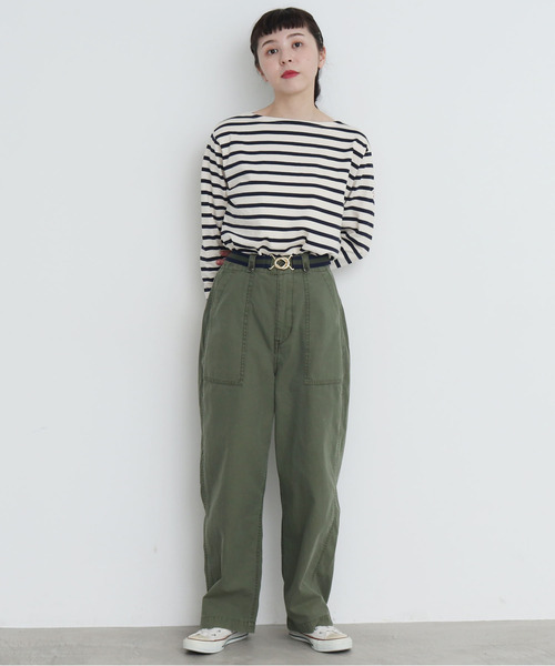 My Fav. CHILD WOMAN(マイファブチャイルドウーマン)の「綿ツイル 製品硫化染めファティーグパンツ(カーゴパンツ・レディース・カーキ・38/36)」の14枚目の写真