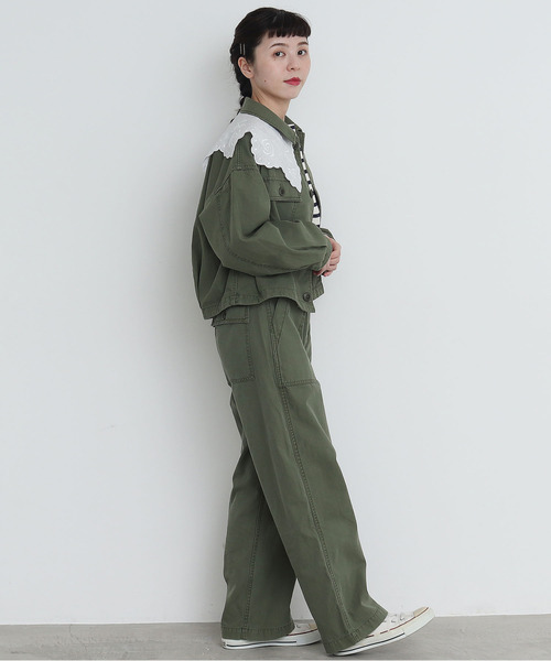 My Fav. CHILD WOMAN(マイファブチャイルドウーマン)の「綿ツイル 製品硫化染めファティーグパンツ(カーゴパンツ・レディース・カーキ・38/36)」の9枚目の写真