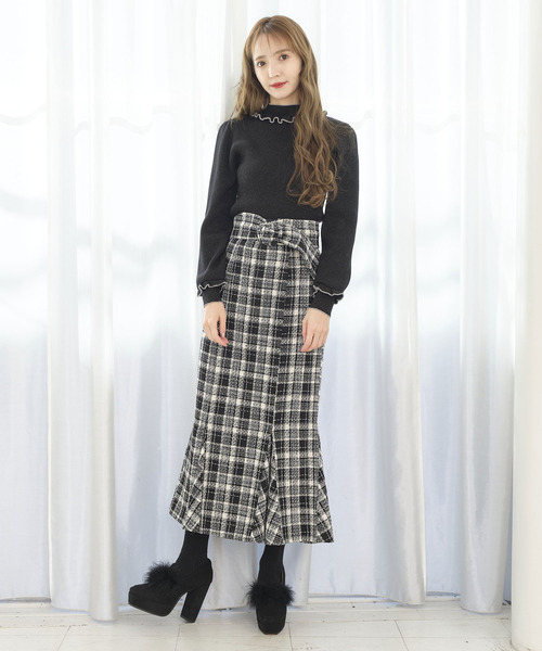 TITTY&CO.（ティティーアンドコー）の「バイカラーフリルニット（ニット/セーター・レディース・ブラック/パープル/ピンク/アイボリー・FREE）」の15枚目の写真