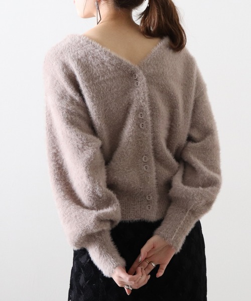 Cheek(チーク)の「シャギー2Wayニットカーディガン(カーディガン/ボレロ・レディース・チャコールグレー/モカ/ベージュ・MEDIUM)」の2枚目の写真