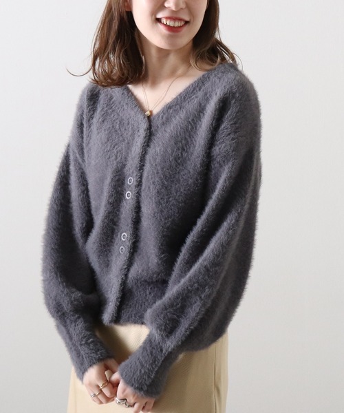 Cheek(チーク)の「シャギー2Wayニットカーディガン(カーディガン/ボレロ・レディース・チャコールグレー/モカ/ベージュ・MEDIUM)」の20枚目の写真