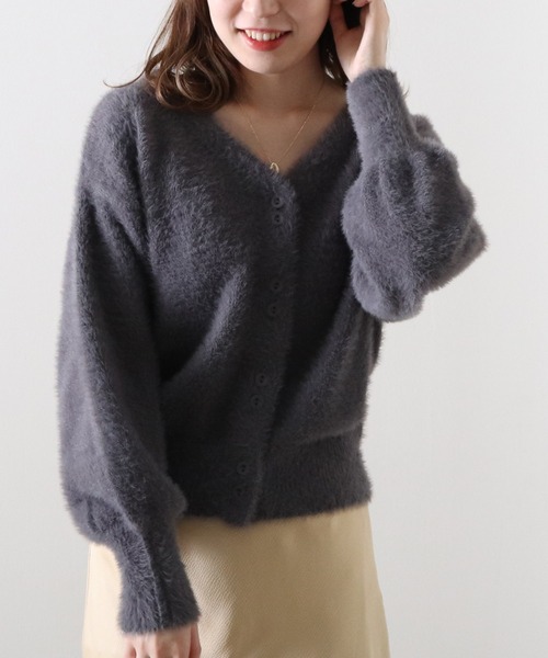 Cheek(チーク)の「シャギー2Wayニットカーディガン(カーディガン/ボレロ・レディース・チャコールグレー/モカ/ベージュ・MEDIUM)」の12枚目の写真