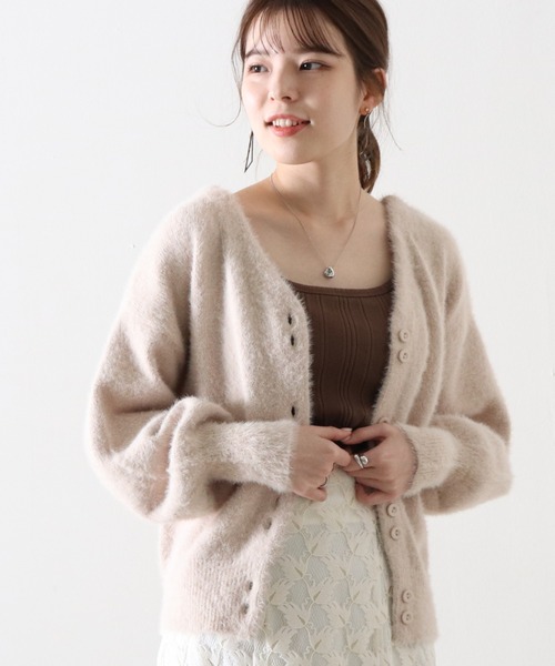 Cheek(チーク)の「シャギー2Wayニットカーディガン(カーディガン/ボレロ・レディース・チャコールグレー/モカ/ベージュ・MEDIUM)」の22枚目の写真