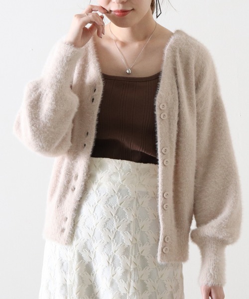 Cheek(チーク)の「シャギー2Wayニットカーディガン(カーディガン/ボレロ・レディース・チャコールグレー/モカ/ベージュ・MEDIUM)」の10枚目の写真