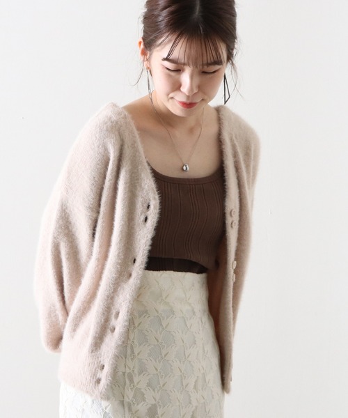 Cheek(チーク)の「シャギー2Wayニットカーディガン(カーディガン/ボレロ・レディース・チャコールグレー/モカ/ベージュ・MEDIUM)」の14枚目の写真