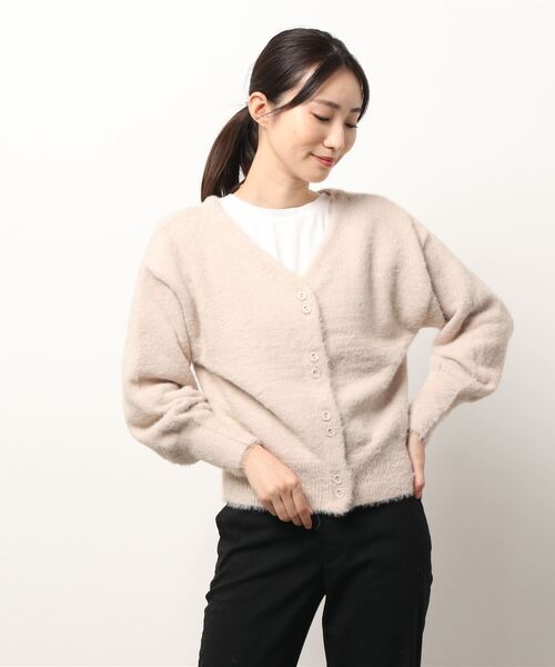 Cheek(チーク)の「シャギー2Wayニットカーディガン(カーディガン/ボレロ・レディース・チャコールグレー/モカ/ベージュ・MEDIUM)」の7枚目の写真