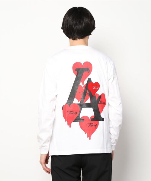 STUD MUFFIN（スタッドマフィン）の「STUD MUFFIN/スタッドマフィン/Heart×6 LA  LS Tシャツ（Tシャツ/カットソー・メンズ・ブラック/ホワイト・3/2）」の5枚目の写真