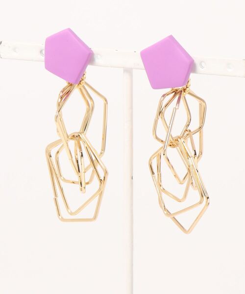 tone(トーン)の「【atelier*mio】クレイ × メタル pierce(ピアス(両耳用)・レディース・ブラック/パープル/ネイビー/レッド/イエロー/グリーン・FREE)」の1枚目の写真