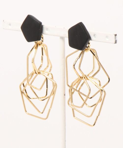 tone(トーン)の「【atelier*mio】クレイ × メタル pierce(ピアス(両耳用)・レディース・ブラック/パープル/ネイビー/レッド/イエロー/グリーン・FREE)」の2枚目の写真