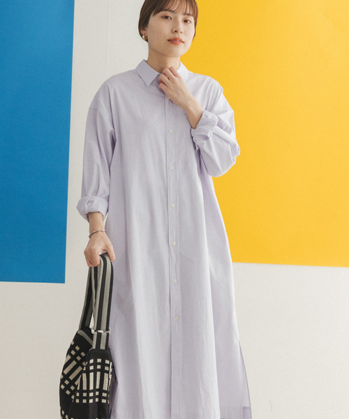 FORK&SPOON（フォークアンドスプーン）の「FORK&SPOON　コードレーンシャツワンピース（ワンピース・レディース・ブラック/ベージュ/パープル系その他・ONE）」の3枚目の写真