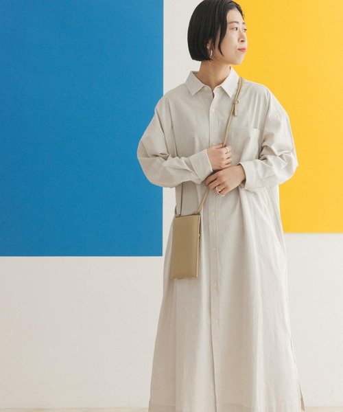 FORK&SPOON（フォークアンドスプーン）の「FORK&SPOON　コードレーンシャツワンピース（ワンピース・レディース・ブラック/ベージュ/パープル系その他・ONE）」の4枚目の写真