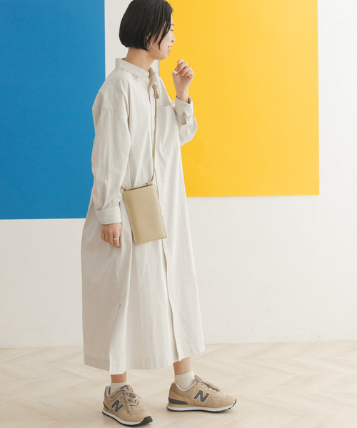 FORK&SPOON（フォークアンドスプーン）の「FORK&SPOON　コードレーンシャツワンピース（ワンピース・レディース・ブラック/ベージュ/パープル系その他・ONE）」の5枚目の写真