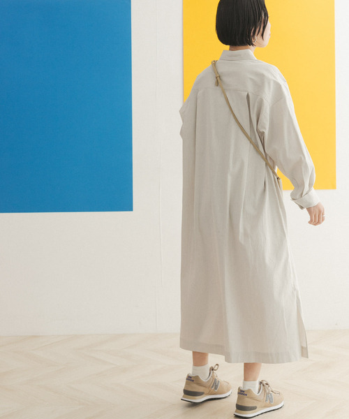 FORK&SPOON（フォークアンドスプーン）の「FORK&SPOON　コードレーンシャツワンピース（ワンピース・レディース・ブラック/ベージュ/パープル系その他・ONE）」の6枚目の写真