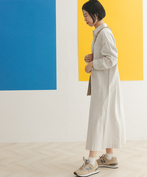 FORK&SPOON（フォークアンドスプーン）の「FORK&SPOON　コードレーンシャツワンピース（ワンピース・レディース・ブラック/ベージュ/パープル系その他・ONE）」の8枚目の写真