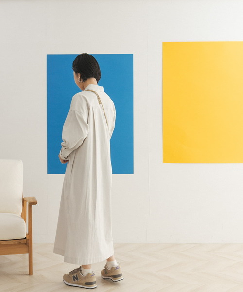 FORK&SPOON（フォークアンドスプーン）の「FORK&SPOON　コードレーンシャツワンピース（ワンピース・レディース・ブラック/ベージュ/パープル系その他・ONE）」の9枚目の写真