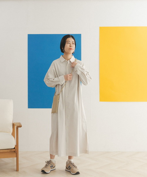 FORK&SPOON（フォークアンドスプーン）の「FORK&SPOON　コードレーンシャツワンピース（ワンピース・レディース・ブラック/ベージュ/パープル系その他・ONE）」の10枚目の写真