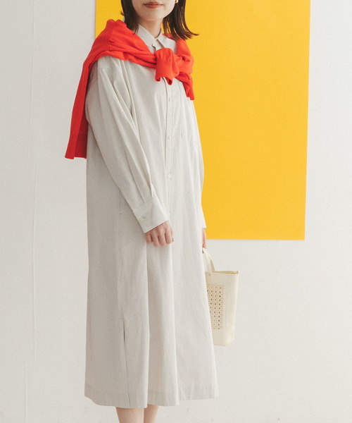 FORK&SPOON（フォークアンドスプーン）の「FORK&SPOON　コードレーンシャツワンピース（ワンピース・レディース・ブラック/ベージュ/パープル系その他・ONE）」の11枚目の写真