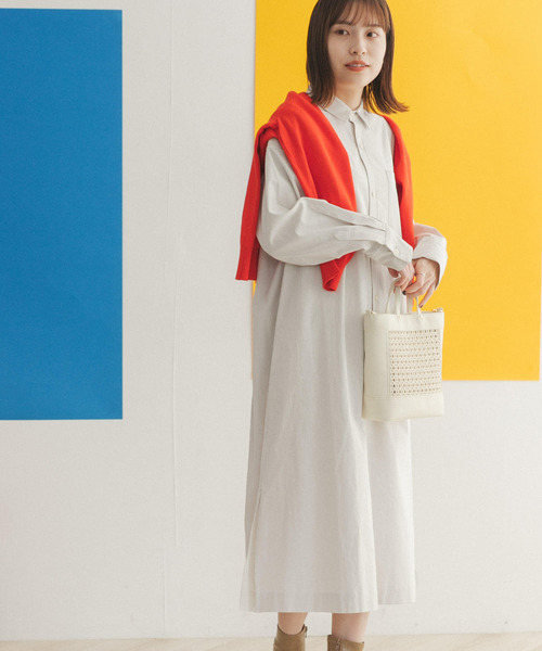 FORK&SPOON（フォークアンドスプーン）の「FORK&SPOON　コードレーンシャツワンピース（ワンピース・レディース・ブラック/ベージュ/パープル系その他・ONE）」の12枚目の写真