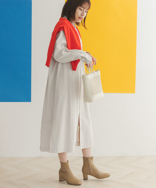 FORK&SPOON（フォークアンドスプーン）の「FORK&SPOON　コードレーンシャツワンピース（ワンピース・レディース・ブラック/ベージュ/パープル系その他・ONE）」の16枚目の写真