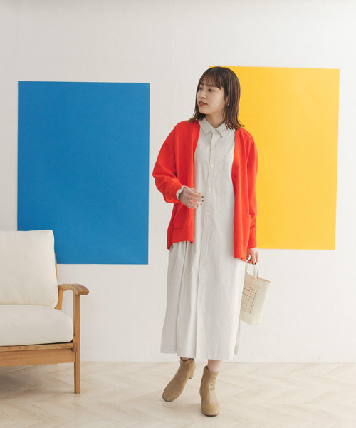 FORK&SPOON（フォークアンドスプーン）の「FORK&SPOON　コードレーンシャツワンピース（ワンピース・レディース・ブラック/ベージュ/パープル系その他・ONE）」の19枚目の写真